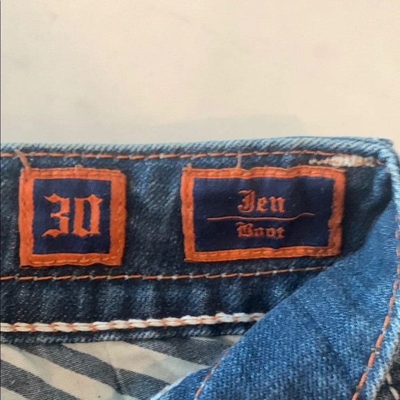 Rock Revival Blue Straight Leg Jeans with Distinctive Design - Picture 4 of 7